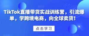 TikTok直播带货实战训练营,引流爆单,学跨境电商,向全球卖货!-快赚