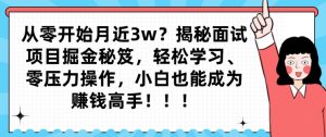 从零开始月近3w?揭秘面试项目掘金秘笈,轻松学习、零压力操作,小白也能成为赚钱高手-快赚