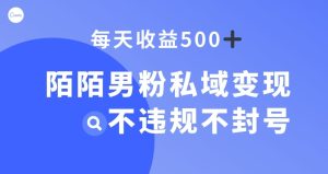 陌陌男粉私域变现新玩法，日入500+，不违规不封号-快赚