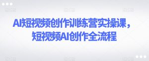 AI短视频创作训练营实操课,短视频AI创作全流程-快赚