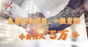 免费送卡项目,一级资源,小白月入5万+-快赚