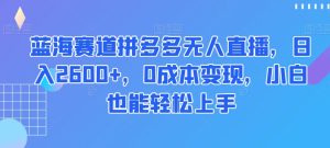 蓝海赛道拼多多无人直播,日入2600+,0成本变现,小白也能轻松上手【揭秘】-快赚