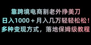 靠跨境电商割老外挣美刀,日入1000+月入几万轻轻松松!多种变现方式,落地保姆级教程【揭秘】-快赚