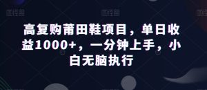 高复购莆田鞋项目,单日收益1000+,一分钟上手,小白无脑执行-快赚