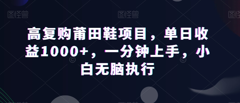 高复购莆田鞋项目，单日收益1000+，一分钟上手，小白无脑执行-快赚