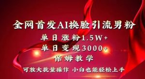 全网首发Ai换脸引流男粉,单日涨粉1.5w+,单日变现3000+,小白也能轻松上手拿结果【揭秘】-快赚