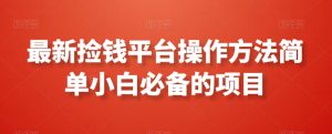 最新捡钱平台操作方法简单小白必备的项目-快赚