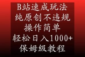B站速成玩法,纯原创不违规,操作简单,轻松日入1000+,保姆级教程【揭秘】-快赚