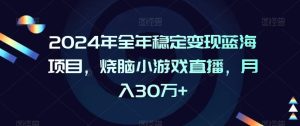 2024年全年稳定变现蓝海项目,烧脑小游戏直播,月入30万+【揭秘】-快赚