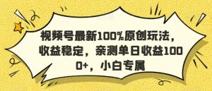视频号最新100%原创玩法，收益稳定，亲测单日收益1000+，小白专属【揭秘】-快赚