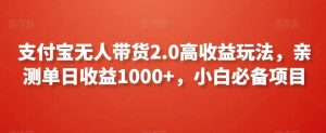 支付宝无人带货2.0高收益玩法,亲测单日收益1000+,小白必备项目【揭秘】-快赚