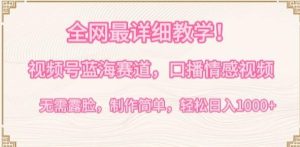 全网最详细教学，视频号蓝海赛道，口播情感视频，无需露脸，制作简单，轻松实现日入1000+【揭秘】-快赚