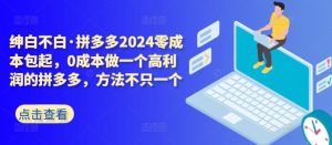 拼多多2024零成本包起,0成本做一个高利润的拼多多,方法不只一个-快赚