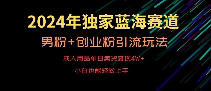 2024年独家蓝海赛道,成人用品单日卖货变现4W+,男粉+创业粉引流玩法,不愁搞不到流量【揭秘】