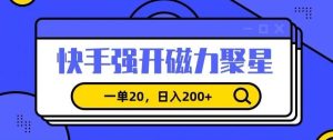 信息差赚钱项目，快手强开磁力聚星，一单20，日入200+【揭秘】-快赚