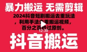 2024最新抖音搬运技术,抖音短剧视频去重,手法搬运,利用工具去重,达到秒过原创的效果【揭秘】-快赚