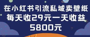 在小红书引流私域卖壁纸每张29元单日最高卖出200张(0-1搭建教程)【揭秘】-快赚