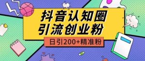 外面收费3980抖音认知圈引流创业粉玩法日引200+精准粉【揭秘】-快赚