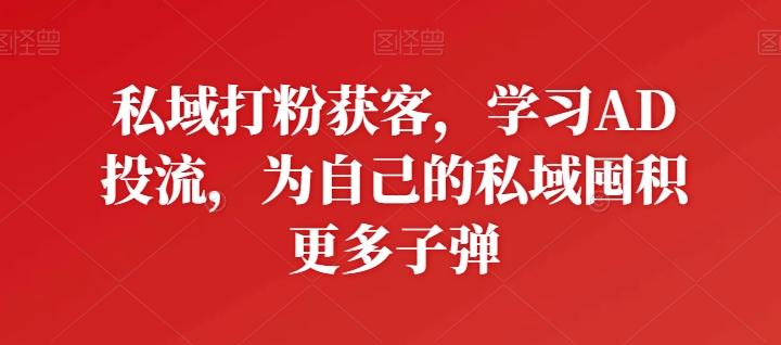私域打粉获客，学习AD投流，为自己的私域囤积更多子弹-快赚