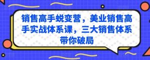 销售高手蜕变营，美业销售高手实战体系课，三大销售体系带你破局-快赚