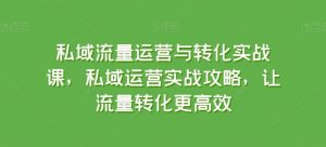 私域流量运营与转化实战课，私域运营实战攻略，让流量转化更高效-快赚