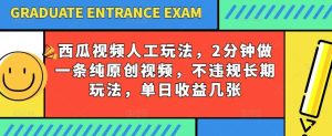 西瓜视频写字玩法，2分钟做一条纯原创视频，不违规长期玩法，单日收益几张-快赚