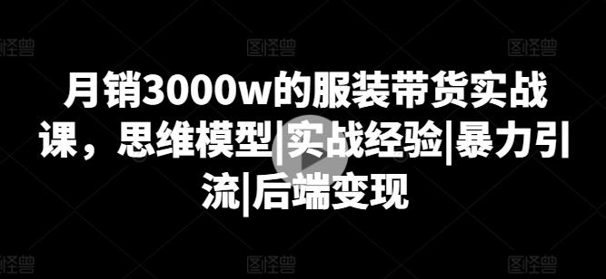 月销3000w的服装带货实战课，思维模型|实战经验|暴力引流|后端变现-快赚