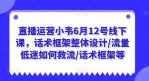 直播运营小韦6月12号线下课,话术框架整体设计/流量低迷如何救流/话术框架等-快赚