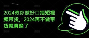 2024教你做好口播短视频带货,2024再不做带货就真晚了-快赚