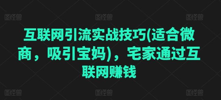 互联网引流实战技巧(适合微商,吸引宝妈),宅家通过互联网赚钱