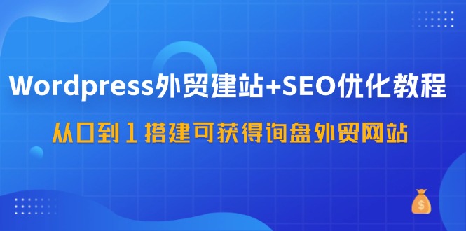 WordPress外贸建站+SEO优化教程，从0到1搭建可获得询盘外贸网站(57节课)-快赚
