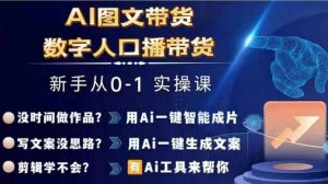 Ai图文带货+数字人口播带货,从0~1实操体系课-快赚