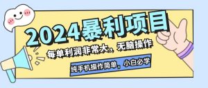 2024暴利项目,每单利润非常大,无脑操作,纯手机操作简单,小白必学项目-快赚