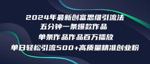 2024年最新创富思维日引流500+精准高质量创业粉，五分钟一条百万播放量...-快赚网-快赚