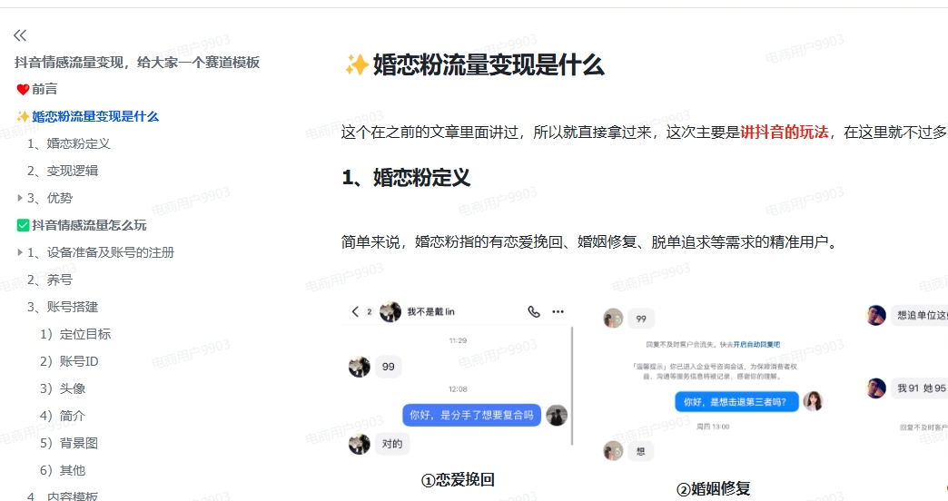抖音情感流量变现，一个赛道模板3天变现5000+