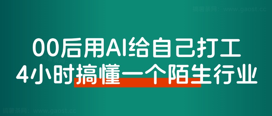 00后用AI给自己打工,仅4小时搞懂一个陌生行业如何变现!-快赚