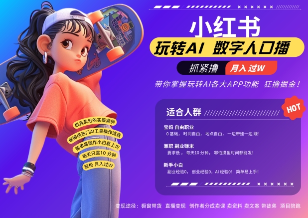 小红书数字人暴力起号,AI改写文案,再也不用费劲录口播,流量火爆月入破W轻松拿捏-快赚