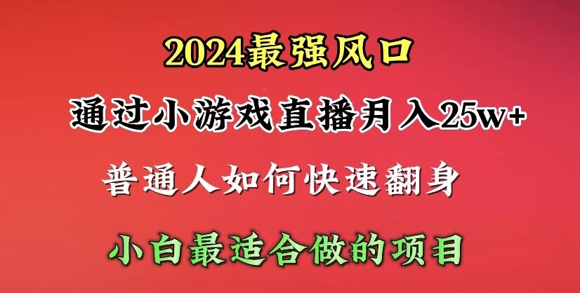 (10020期)2024年最强风口,通过小游戏直播月入25w+单日收益5000+小白最适合做的项目-快赚