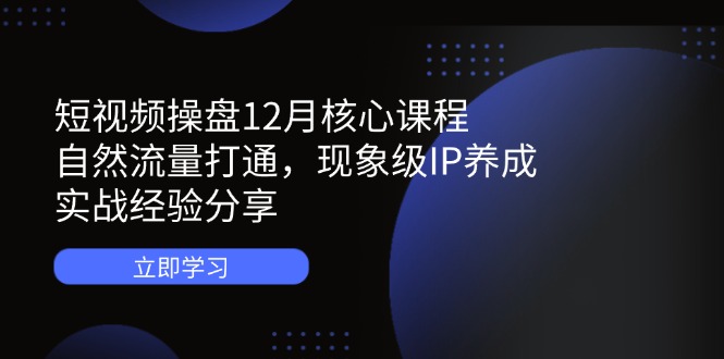 短视频操盘12月核心课程:自然流量打通,现象级IP养成,实战经验分享-快赚
