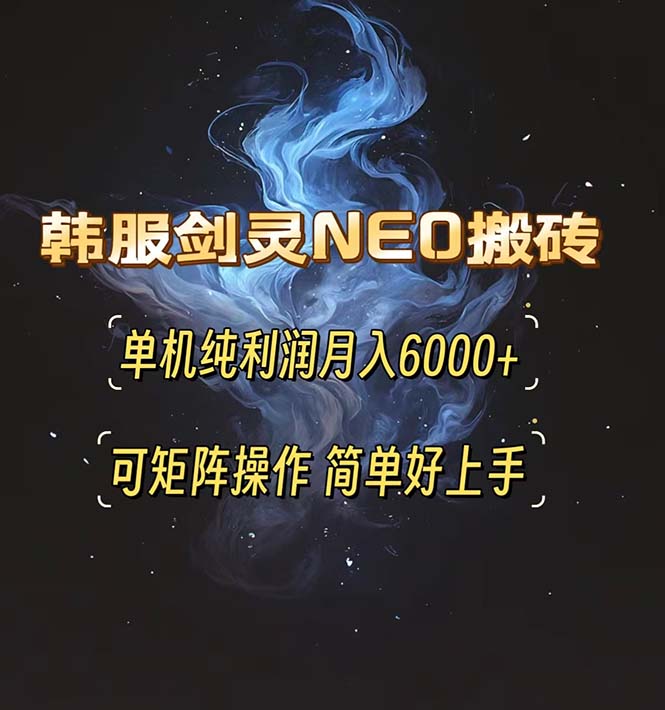 韩服剑灵NEO搬砖攻略,单机纯利润月入6000+ 可矩阵操作,简单好上手。-快赚