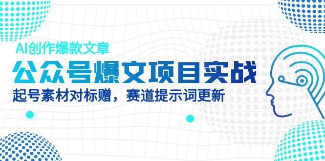 公众号爆文项目实战,AI创作爆款文章,起号素材对标赠(附赛道AI提示词-快赚