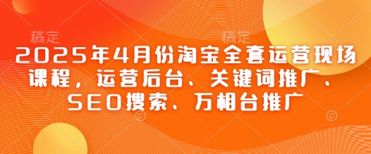 2025年4月份淘宝全套运营现场课程,运营后台、关键词推广、SEO搜索、万相台推广-快赚