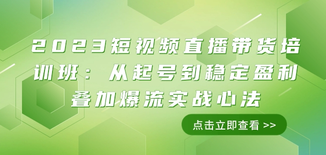 2023短视频直播带货培训班:从起号到稳定盈利叠加爆流实战心法(11节课)-快赚