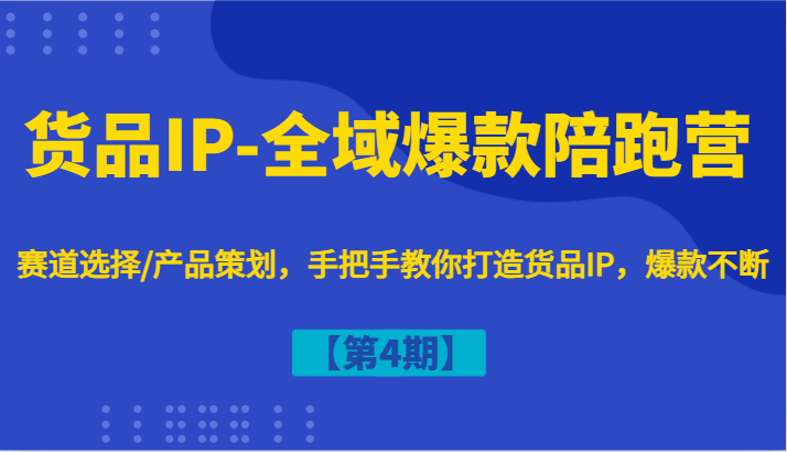 货品IP-全域爆款陪跑营【第4期】赛道选择/产品策划，手把手教你打造货品IP，爆款不断-快赚