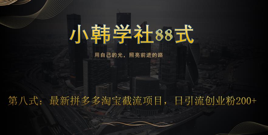 小韩学社88式第八式:最新拼多多淘宝截流骚操作,轻松日引流200+-快赚