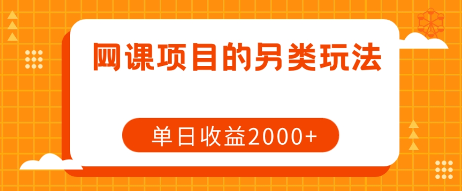 网课项目的另类玩法,单日收益2000+【揭秘】-快赚