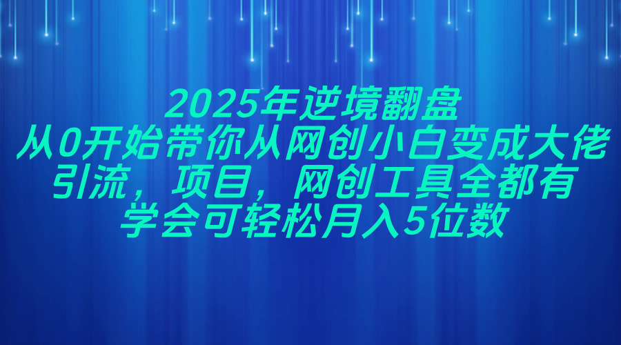 2025年逆境翻盘,从0开始带你从网创小白变成大佬,引流,项目,网创工...-快赚