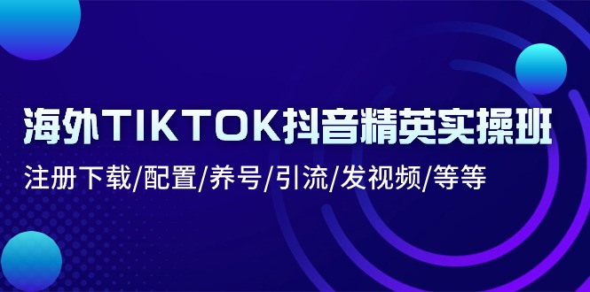 海外TIKTOK抖音精英实操班:注册下载/配置/养号/引流/发视频/等等-快赚