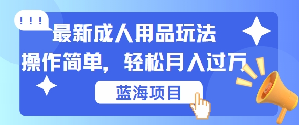 最新成人用品项目玩法，操作简单，动动手，轻松日入几张【揭秘】-快赚
