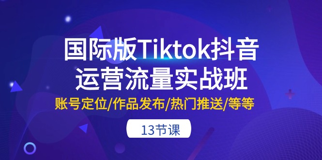 国际版Tiktok抖音运营流量实战班：账号定位/作品发布/热门推送/等等-13节-快赚